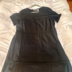 Isaac Mizrahi Black Eyelet Mini Dress